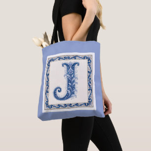 Norwegisches Erbe J Monogramm - Blau Tasche