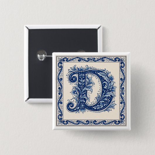 Norwegisches Erbe Monogramm-Blau Button (Vorne & Hinten)