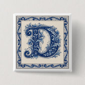 Norwegisches Erbe Monogramm-Blau Button (Vorderseite)