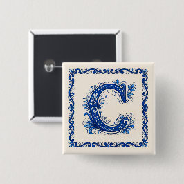 Norwegisches Erbe Monogramm-Blau Button