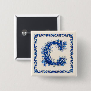 Norwegisches Erbe Monogramm-Blau Button