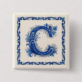 Norwegisches Erbe Monogramm-Blau Button (Vorderseite)