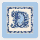 Norwegisches Erbe Monogramm-Blau Quadratischer Aufkleber (Vorderseite)