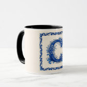 Norwegisches Erbe Monogramm-Blau Tasse (Vorderseite Links)