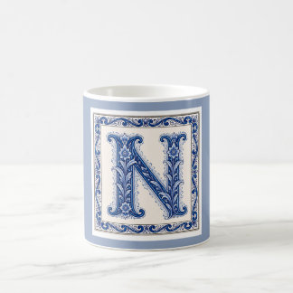 Norwegisches Erbe N Monogramm - Blau Kaffeetasse