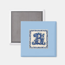 Norwegisches Erbe Rosemaling Monogramm-Blau Magnet