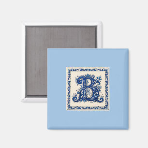 Norwegisches Erbe Rosemaling Monogramm-Blau Magnet