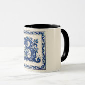Norwegisches Erbe Rosemaling Monogramm-Blau Tasse (VorderseiteRechts)