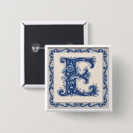 Norwegisches Erbgut Monogramm-Blau Button