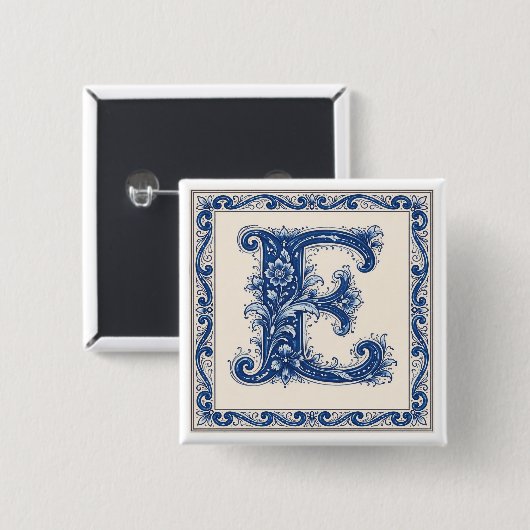 Norwegisches Erbgut Monogramm-Blau Button (Vorne & Hinten)
