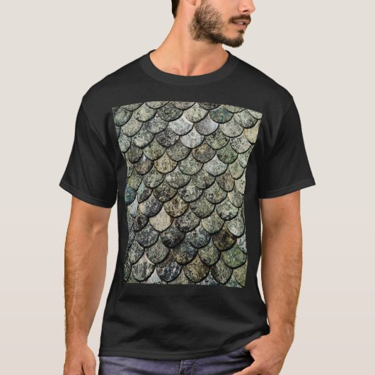 Norwegisches Fisch-Skala-Muster-Schieferdach T-Shirt (Vorderseite)