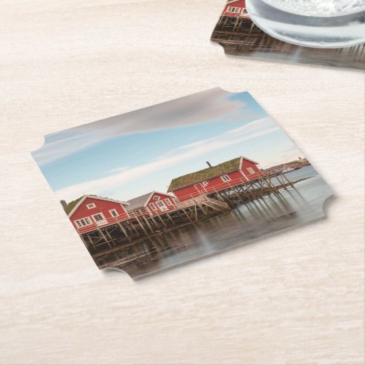 Norwegisches Fischerdorf Lofoten Untersetzer (angewinkelt)