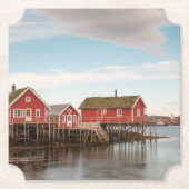Norwegisches Fischerdorf Lofoten Untersetzer (Vorderseite)