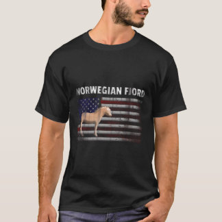 Norwegisches Fjordpferd mit amerikanischer Flagge T-Shirt
