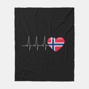 Norwegisches Flaggen-Heartbeat Fleecedecke