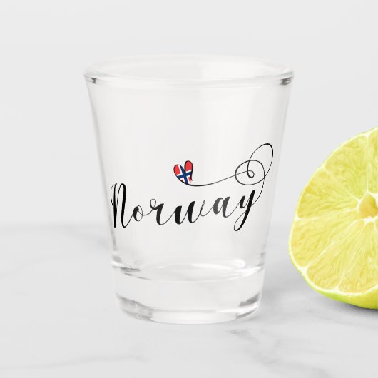 Norwegisches Flaggen-Herz, Norwegen Schnapsglas (Vorderseite)