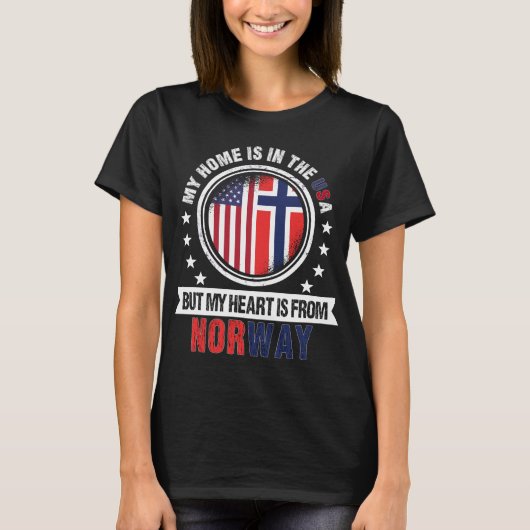 Norwegisches Flaggenherz aus Norwegen, Patriot T-Shirt (Vorderseite)