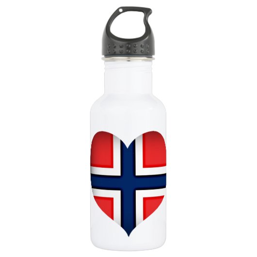 Norwegisches Flaggenherz Edelstahlflasche (Vorderseite)