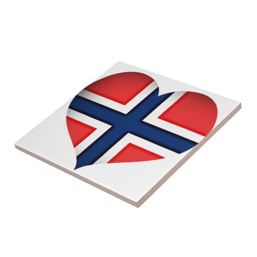 Norwegisches Flaggenherz Fliese (Seite)
