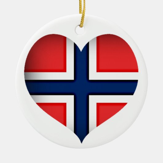 Norwegisches Flaggenherz Keramikornament (Vorne)