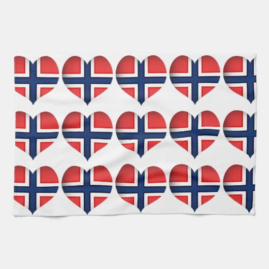 Norwegisches Flaggenherz Küchentuch (Horizontal)