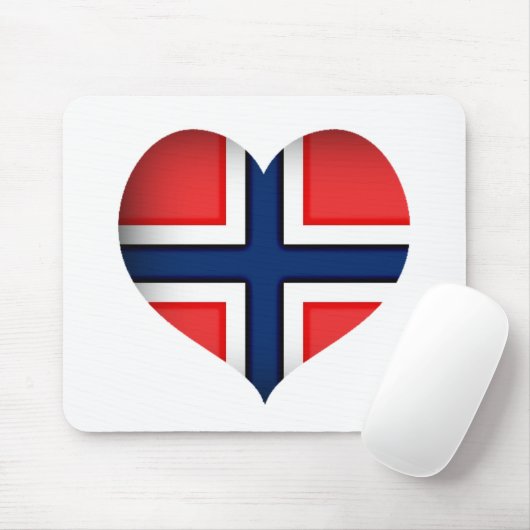 Norwegisches Flaggenherz Mousepad (Mit Mouse)