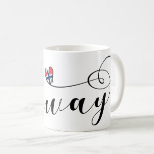 Norwegisches Flaggenherz, Norwegen Kaffeetasse