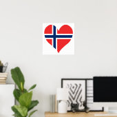 Norwegisches Flaggenherz Poster (Heimbüro)