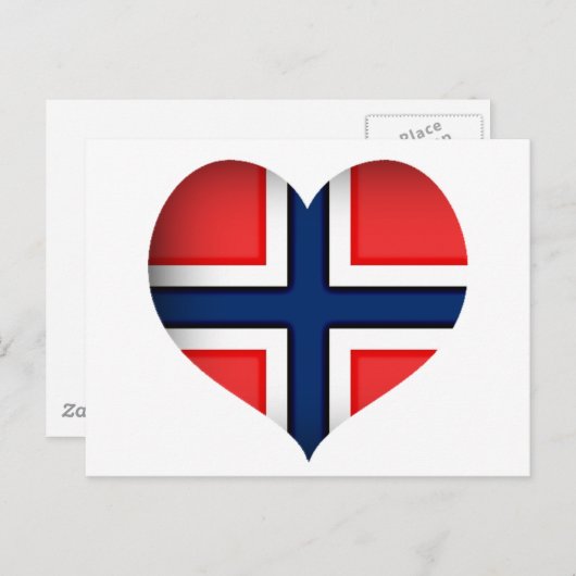 Norwegisches Flaggenherz Postkarte (Vorne/Hinten)