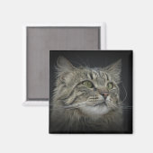 Norwegisches Forest Cat-Portrait Magnet (Vorderseite/Rückseite)