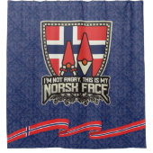 Norwegisches Gesicht Blau Damast Duschvorhang (Vorderseite)