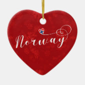 Norwegisches Herz, Weihnachtsbaumschmuck, Norwegis Keramik Ornament (Vorne)