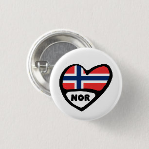 Norwegisches Ländercode-Flag Herz-Button-Abzeichen Button