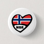 Norwegisches Ländercode-Flag Herz-Button-Abzeichen Button (Vorderseite)