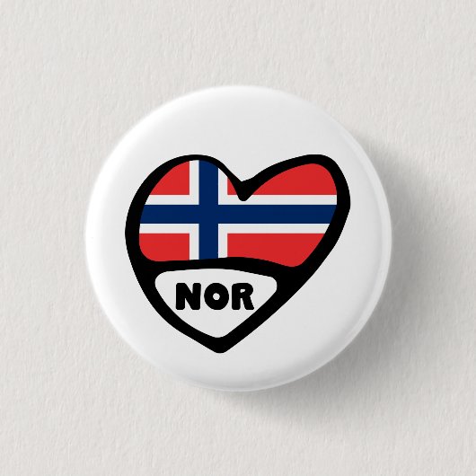 Norwegisches Ländercode-Flag Herz-Button-Abzeichen Button (Vorderseite)