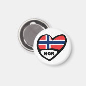 Norwegisches Ländercode-Flag-Herz, NOR Magnet (Vorderseite/Rückseite)