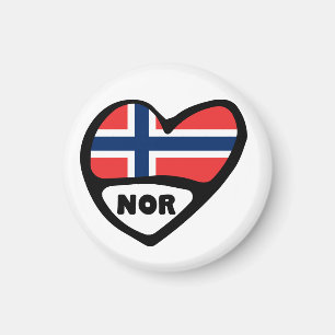 Norwegisches Ländercode-Flag-Herz, NOR Magnet