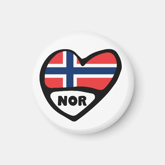 Norwegisches Ländercode-Flag-Herz, NOR Magnet (Vorne)