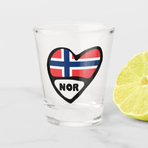 Norwegisches Ländercode-Flag-Herz, NOR Schnapsglas