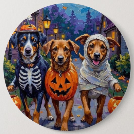 Norwegisches Lundehund Trick-or-Treating Halloween Button (Vorderseite)