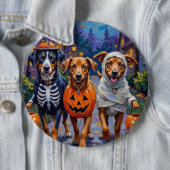 Norwegisches Lundehund Trick-or-Treating Halloween Button (Beispiel)