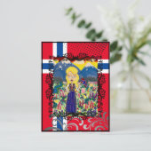 Norwegisches Mädchen in Bunad Postkarte (Stehend Vorderseite)