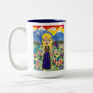 Norwegisches Mädchen in Bunad Zweifarbige Tasse