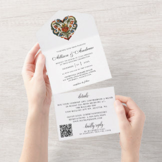 Norwegisches Rosemalherz | Einladung zur Hochzeit