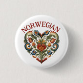 Norwegisches Rosemaling Folk Art Herz Button (Vorderseite)