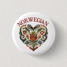 Norwegisches Rosemaling Folk Art Herz Button