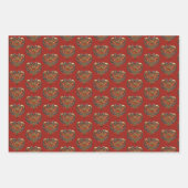 Norwegisches Rosemaling Folk Art Herz Geschenkpapier Set (Vorderseite 3)