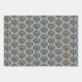 Norwegisches Rosemaling Folk Art Herz Geschenkpapier Set (Vorderseite)