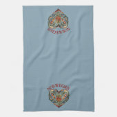 Norwegisches Rosemaling Folk Art Herz Geschirrtuch (Vertikal)