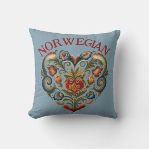 Norwegisches Rosemaling Folk Art Herz Kissen